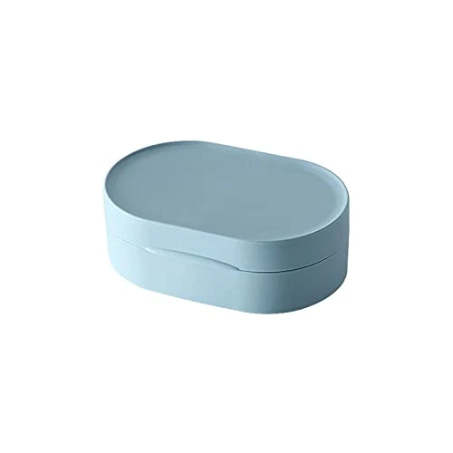 Drainage Soap Box Soap Holder 1 Pack, Travel Soap Container With Lid, Portable Bar Soap Holder, Leakproof Soap Box With Perforations, Soap Dishes For Traveling, Camping, Gym (Color : Blue)