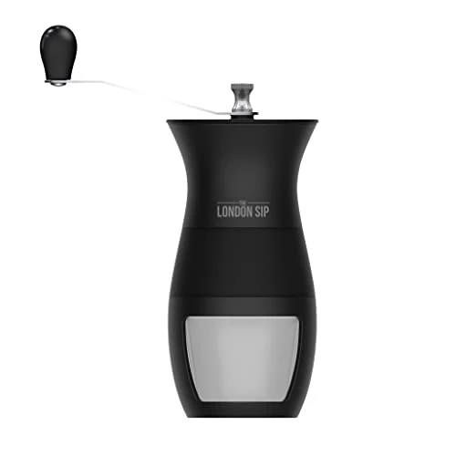 Manual Coffee Grinder, Large Capacity Ceramic Burr Grinder With Adjustable Grind Size, Black