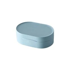 Soap Container Soap Dishes Plate Waterproof Sealed Soap Case Round Travel Soap Box Portable Soap Tray With Lid For Bathroom Toilet Supplies (Color : Blue, Size : Large)