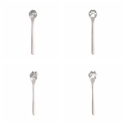 GENERIC 1/4Pcs Cat Dog Claws Coffee Spoons,Cute Cat Dog Paw Claw Stainless Steel Teaspoon Coffee Sugar Ice Cream Cake Stirring Spoon(4Pcs,silver)
