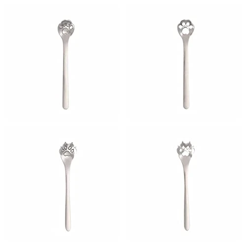 GENERIC 1/4Pcs Cat Dog Claws Coffee Spoons,Cute Cat Dog Paw Claw Stainless Steel Teaspoon Coffee Sugar Ice Cream Cake Stirring Spoon(4Pcs,silver)
