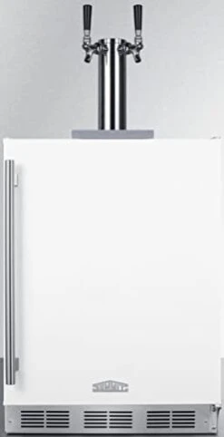 Summit Appliance SBC58WHBIADACFTWIN 24" Wide Built-in Undercounter ADA Height Commercially Listed Dual Tap Cold Brew Coffee Dispenser In White With Stainless Steel Handle, Automatic Defrost