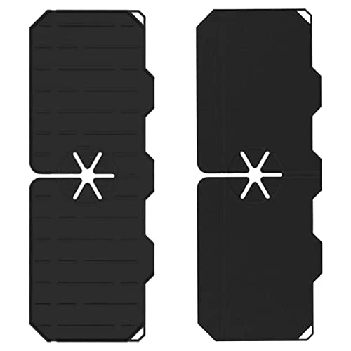 Upgraded Silicone Faucet Mat, Kitchen Faucet Sink Splash Guard, Bathroom Faucet Water Catcher Mat, Faucet Handle Drip Catcher Mat, Sponge Holder (Upgraded Grey) - Image 6