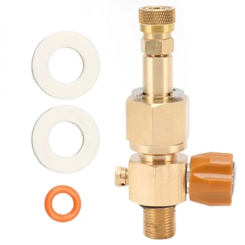 Zerodis CO2 Tank Refill Valve Soda Cylinder Valve 5/8‑18unf Brass CO2 Cylinder High Pressure Female Adapter Connector Gold Soda Maker Parts Accessories
