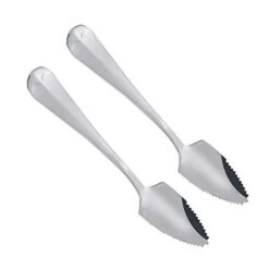 2 Pcs Stainless Steel Fruit Spoons With Serrated Edge Long Handle Grapefruit And Dessert Spoon Coffee Stirring Spoons