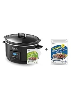 [Bundle Group] KOOC Programmable Slow Cooker 8.5-Quart (with 5 Bonus Free Liners) + Additional 1 Pack Of 10 Liners For Easy Clean-up, Upgraded Pot, Adjustable Temp, Nutrient Loss Reduction