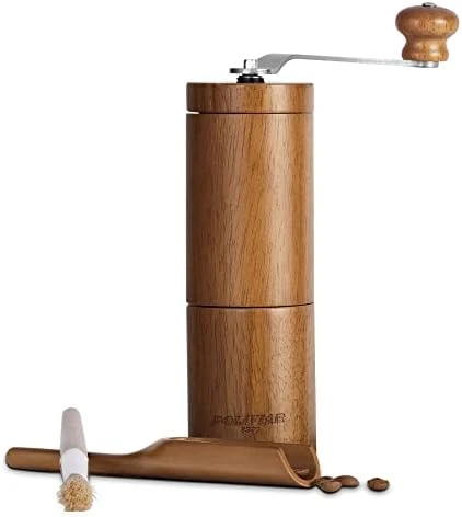 Manual Coffee Grinder, Coffee Bean Grinder With Adjustable Ceramic Burr, Vintage Style Wooden Hand Coffee Grinder, Large Capacity Burr Coffee Grinder With Brush And Spoon (JX2022-CG20) - Image 6