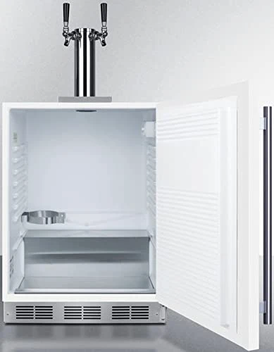 Summit Appliance SBC58WHBIADACFTWIN 24" Wide Built-in Undercounter ADA Height Commercially Listed Dual Tap Cold Brew Coffee Dispenser In White With Stainless Steel Handle, Automatic Defrost - Image 3