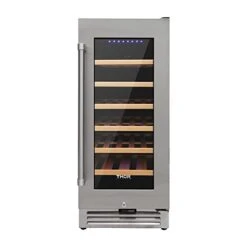 15 Inch Wine Cooler Under Counter, 33 Bottle Wine Refrigerator, Free Standing & Built-in, Single Zone, Stainless Steel, Digital Temperature Control, TWC1501