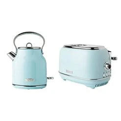 Aden Heritage 2 Slice Wide Slot Stainless Steel Bread Toaster With Heritage 2 Slice Wide Slot Stainless Steel Bread Toaster, Turquoise