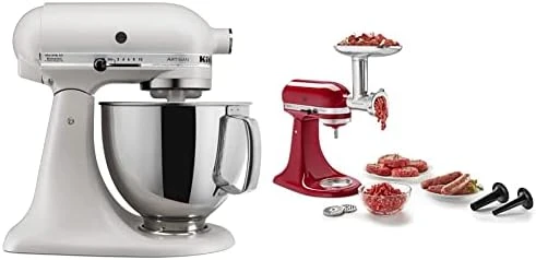 KitchenAid KSM150PSAQ Artisan Series 5-Qt. Stand Mixer With Pouring Shield - Aqua Sky & KSM2FPA Food Processor Attachment, Dicing Kit, Silver - Image 13