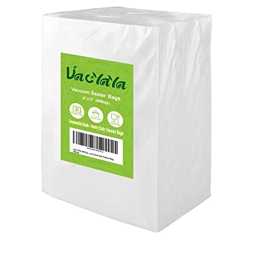 200 Quart Size 8 X 12 Inch Vacuum Sealer Freezer Storage Machine Bags For Food,Vac Seal A Meal Bags With BPA Free Sous Vide Vaccume Seal Safe PreCut Bag