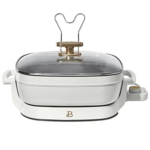 5-in-1 Electric Expandable Skillet, White Icing By Drew Barrymore, Up To 7 QT