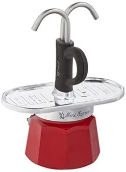 Bialetti - Mini Express Magritte: Moka Set Includes Coffee Maker 2-Cup (2.8 Oz), Red, Aluminium