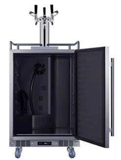 Summit Appliance BC74OSCOMTRIPLE 24" Wide Built-in Outdoor Commercial Beer Kegerator, 5.6 Cu.ft. Interior, Weatherproof, Triple Tap System, Removable Locks, Digital Thermostat, Pro Style Handle