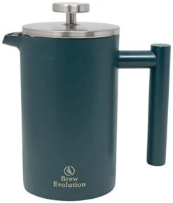 12 Oz Stainless Steel French Press Coffee Maker | Double Walled Insulated Coffee & Tea Brewer Pot & Maker | Keeps Brewed Coffee Or Tea Hot | 350 Ml, Hawaiian Blue