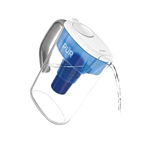 Water Pitcher Filtration System, 7 Cup, Clear/Blue - Image 9