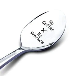 O Coffee No Workee Coffee Spoon With Gift Box - Funny Coffee Lover Gifts - Best Engraved Stainless Steel Coffee Spoon For Women Men Best Friends Her