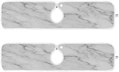 Coastal Starfish Shell Faucet Water Catcher Mat 2 Pack Seashell Ocean Nautical Theme Drying Mat Absorbent Bathroom Faucet Handle Drip Catcher Tray Bar RV Kitchen Sink Splash Guard 14x5 Inches - Image 9