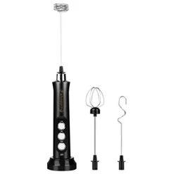 3 In 1 Handheld Electric Milk Frother Whisk Foam Maker Egg Mixer 3 Speed Adjustable USB Rechargeable For Cappuccino Latte Bulletproof Keto Coffee Hot Chocolates