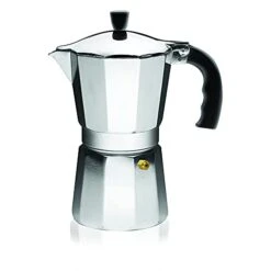 MUSA USA B120-42V Aluminum Espresso Stovetop Coffeemaker 3-Cup, Silver