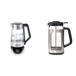 OXO Brew Adjustable Temperature Kettle, Electric, Clear & Brew Stainless Steel French Press Coffee Maker – 32oz