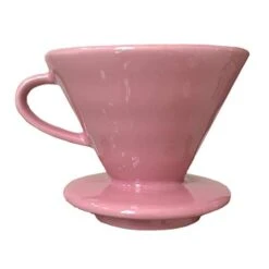 Pour Over Coffee Dripper - Ceramic Slow Brewing Accessories For Home, Cafe, Restaurants - Easy Manual Brew Maker Gift - Strong Flavor Brewer - V02 Paper Cone Filters - Pink, 2 Cup