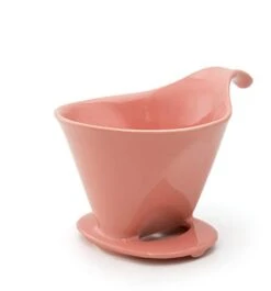 Ceramic Coffee Dripper For #2 Or #4 Paper Filter - Drip Cone Brewer - Coral Pink