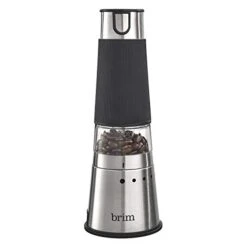 Brim Electric Handheld Burr Coffee Grinder, Simple One-Touch Operation, 9 Precise Grind Settings From Espresso To French Press, Removable 30g Ground Container For Easy Clean Up, Stainless Steel/Black