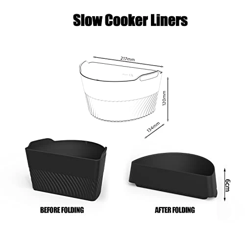 Low Cooker Divider Liners Silicone Fit Oval CrockPot 6-8 Quart,Food-Grade Material,BPA Free,Reusable,Leakproof,Dishwasher Safe,Cooking Liner For Hamilton Beach,Elite Gourmet,Bella Divider Insert