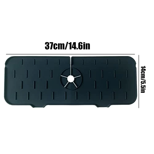 Silicone Faucet Mat, Rubber Faucet Mat For Kitchen Sink Splash Guard Faucet Drip Catcher, Sink Draining Secure Silicone Faucet Mat, Bathroom Faucet Drying Pad Mat For Tools Protect (black) - Image 5