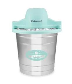 IM-308L, 4 Qt. Electric Motorized Ice Cream Maker Ice & Rock Salt, 4Qt. Freezing Canister, Creamy Ice Cream, Gelato, Frozen Yogurt, Or Sorbet, Recipe Booklet
