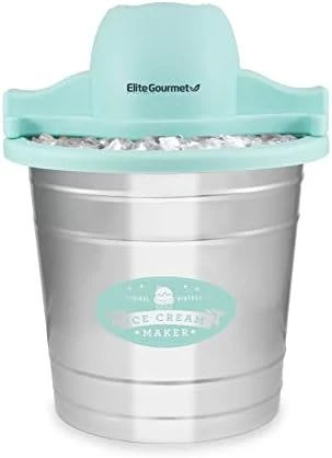 IM-308L# 4 Qt. Electric Motorized Maker Ice & Rock Salt, 4Qt. Freezing Canister, Creamy Ice Cream, Gelato, Frozen Yogurt, Or Sorbet, Recipe Booklet, 4 Quart, Mint - Image 6