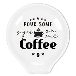 Funny Coffee Quote Ceramic Coffee Spoon Holder-Coffee Spoon Rest -Coffee Station Decor Coffee Bar Accessories-Coffee Lovers Gift For Women And Men (Pour Some Sugar On Me)