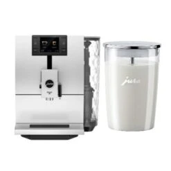 Jura ENA 8 Automatic Coffee Machine (Metropolitan Black) With Glass Milk Container Bundle (2 Items)