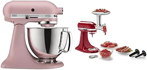 KitchenAid KSM150PSAQ Artisan Series 5-Qt. Stand Mixer With Pouring Shield - Aqua Sky & KSM2FPA Food Processor Attachment, Dicing Kit, Silver - Image 10