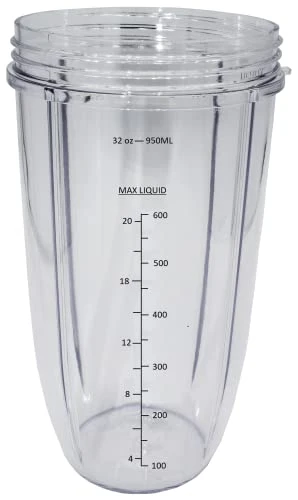 Blendin Replacement 32 Ounce Extra Large Colossal Cup Jar,Compatible With Nutribullet 600W, 900W, NB-101B, NB-101S, NB-201, NBR-0601, NBR-1201, NB9-1301, 900 Pro Series Blenders Juicers