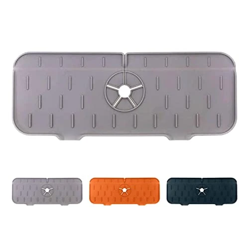 Silicone Faucet Mat, Rubber Faucet Mat For Kitchen Sink Splash Guard Faucet Drip Catcher, Sink Draining Secure Silicone Faucet Mat, Bathroom Faucet Drying Pad Mat For Tools Protect (black) - Image 4