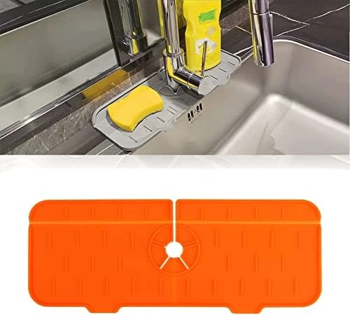 Silicone Faucet Mat, Rubber Faucet Mat For Kitchen Sink Splash Guard Faucet Drip Catcher, Sink Draining Secure Silicone Faucet Mat, Bathroom Faucet Drying Pad Mat For Tools Protect (black) - Image 8