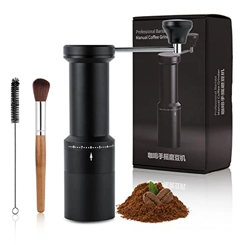 Manual Coffee Grinder, Adjustable Conical Stainless Steel Burr Intuitive Numerical External, Mill Faster Grinding For Espresso, French Press, Aeropress, Drip Coffee, Camping
