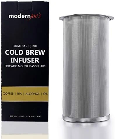Premium Infuser Cold Coffee Maker For 2QT Wide Mouth Mason Jars By Modern Joe's. Perfect For Ice Coffee And Tea. Heavy Duty Gauge 100 Micron Mesh 304 Stainless Steel - Image 8