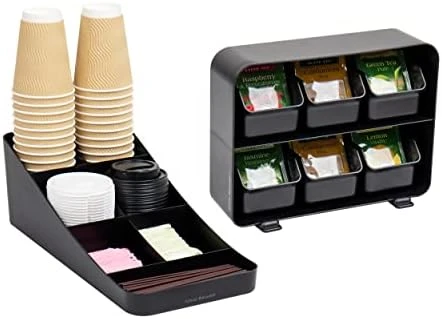 Mind Reader Anchor Collection, 7-Compartment Coffee Cup And Condiment Dispenser, Countertop Organizer, Set Of 2, Black - Image 6