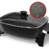 -8619 Non-Stick Deep Dish Heavy Duty Electric Skillet With Tempered Glass Vented Lid And Easy-Pour Spout, Dishwasher Safe, 1500W, 8 Quart, Rectangle 16" X 13", Black