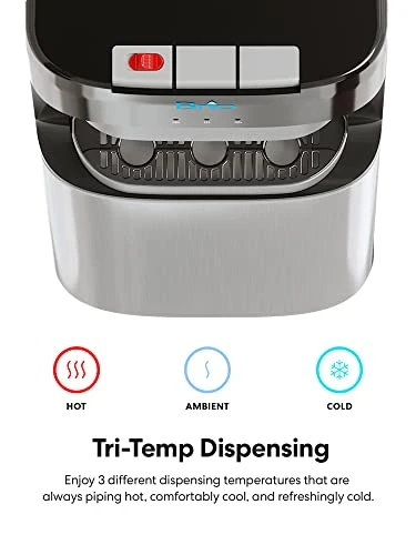 Brio CLBL420V2 Bottom Loading Water Cooler Dispenser For 3 & 5 Gallon Bottles - 3 Temperatures With Hot, Room & Cold Spouts, Child Safety Lock, LED Display With Empty Bottle Alert, Stainless Steel - Image 4