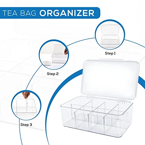 Utopia Home (3 Pack) Tea Bag Organizer - Stackable Tea Bag Storage Organizer With Clear Top Lid- Tea Bag Holder For Counter Tops, Kitchen Cabinets, Pantry, Sweeteners (Clear) - Image 4