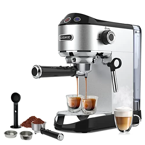 Espresso Coffee Maker, Espresso Machine With Milk Frother Steam Wand, 15 Bar Fast Heating Espresso Machines For Home, Stainless Steel Compact Latte Cappuccino Machine, Gifts For Mom And Dad