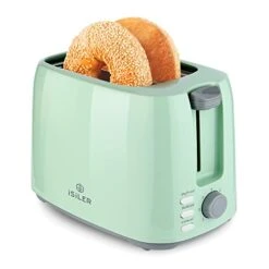 ILER 2 Slice Toaster, 1.3 Inches Wide Slot Bagel Toaster With 7 Shade Settings And Double Side Baking, Compact Bread Toaster With Removable Crumb Tray, Defrost Cancel Function Green