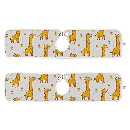 Kcldeci 2 Pack Faucet Mat Splash Guard For Kitchen Sink,Giraffe Blinked 14x5 Inch Faucet Handle Drip Catcher Tray Absorbent Mat Fast Dry Mat For Kitchen, Bathroom - Image 2