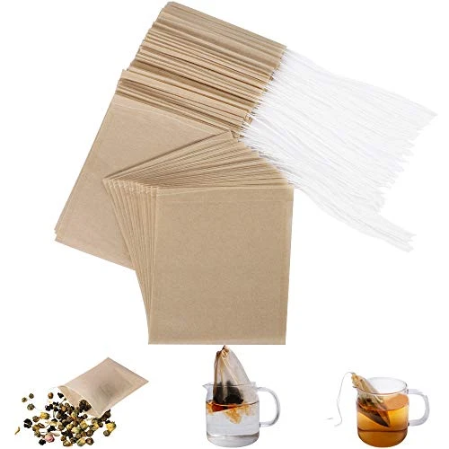 Eco-Fil Disposable Tea Filter Bags For Loose Tea, Wood Pulp Material, Biodegradable And Compostable, Unbleached Empty Tea Infuser Sachets With Drawstring, 100 Pack (3.2inch X 4.0inch)