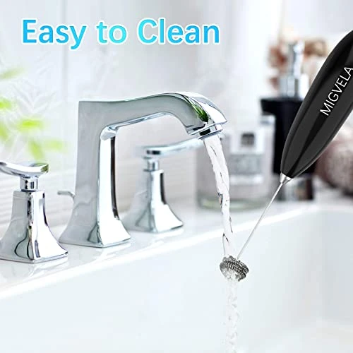 MIGVELA Coffee Milk Frother Handheld Electric Double Whisk Drink Mixer Battery Operated One-Button Hand Held Mini Foam Maker With Stand For Coffee Latte Cappuccino Hot Chocolate - Image 3